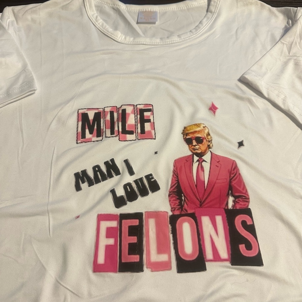 White Graphic T-Shirt with Pink and Black Design